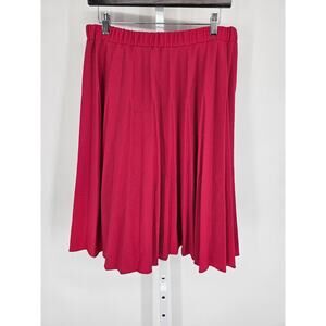 Ecco Petite Womens Sz XL Midi Length A Line Pleated Skirt Bright Pink